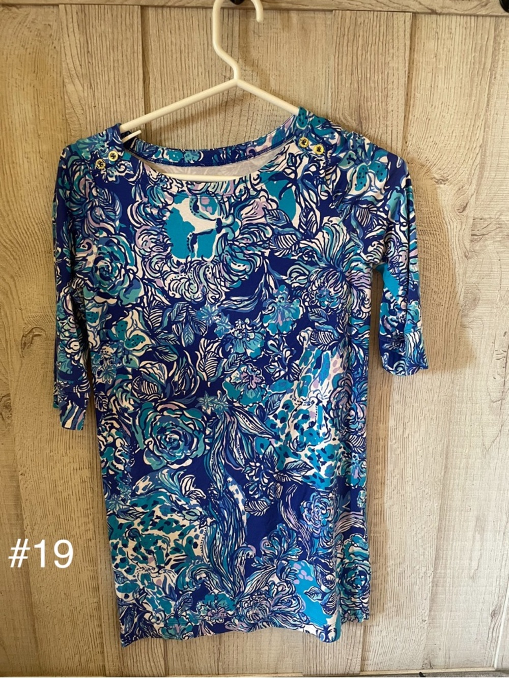 Lilly Pulitzer Blue Teal Floral Knit Dress